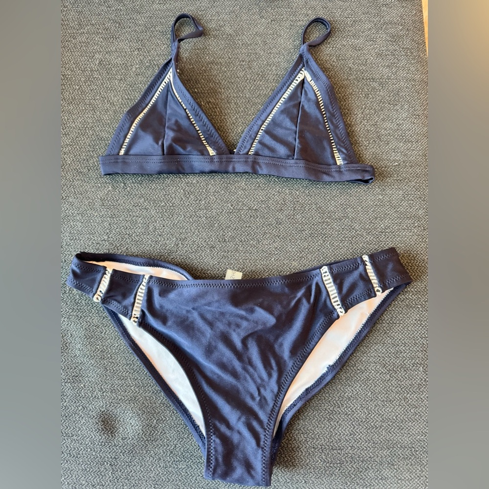 Navy Cupshe Triangle Bikini Set